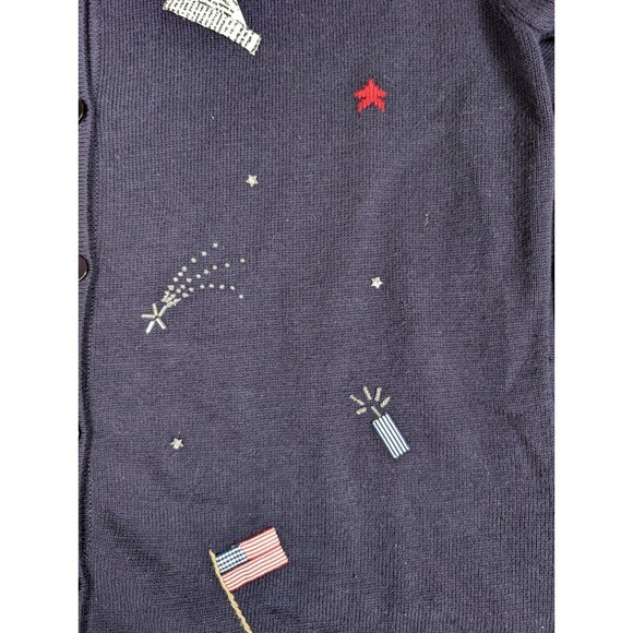 Woman’s Talbots Button Front Cardigan Sweater Size L America July 4 Patriotic - Picture 4 of 12